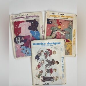 SUNRISE DESIGNS SEWING PATTERNS Toddler Sleep Infant Playwear Cut & Uncut Lot 3